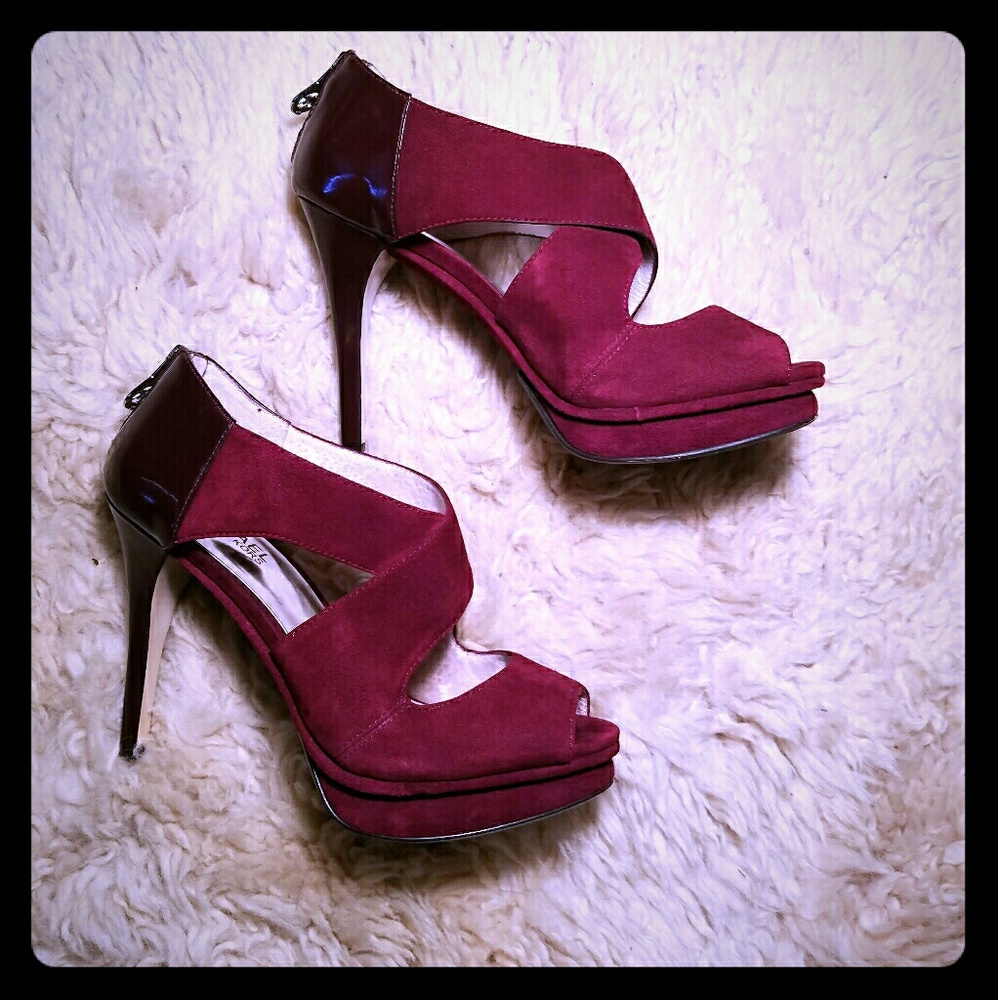 Michael Kors Suede Wine Heels